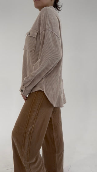 Midnight Waffle Knit Shacket - Beige