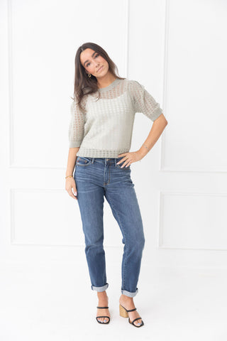 Greener Pastures Short Sleeve Knit Sweater