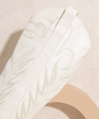 The Samara White - Embroidered Tall Boot