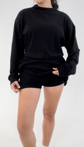 Soft Intentions Ribbed Skort - Black