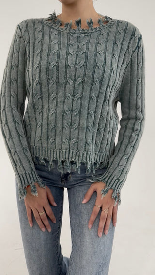 Morning Mist Frayed Sweater
