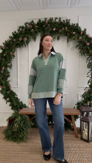Frosted Pines Collared Pullover