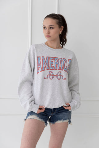 America Coquette Bow Oversized Sweatshirt