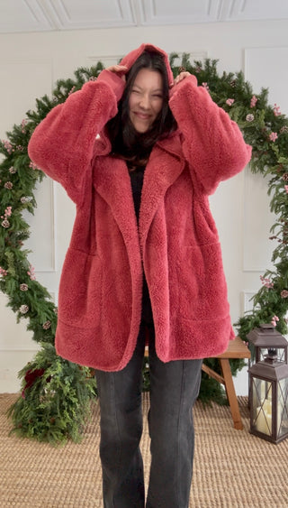 Snuggle Season Cardigan - vintage Red