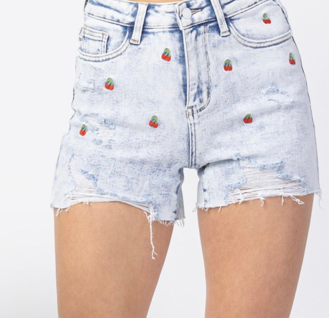 Judy Blue Cherry Bottom Embroidered Shorts