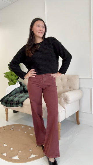 Cranberry Bliss Retro Wide Jeans By Judy Blue