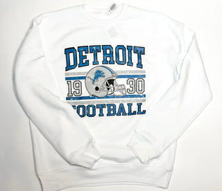 Detroit Lions Crewneck Sweatshirt: Bella Canvas - White