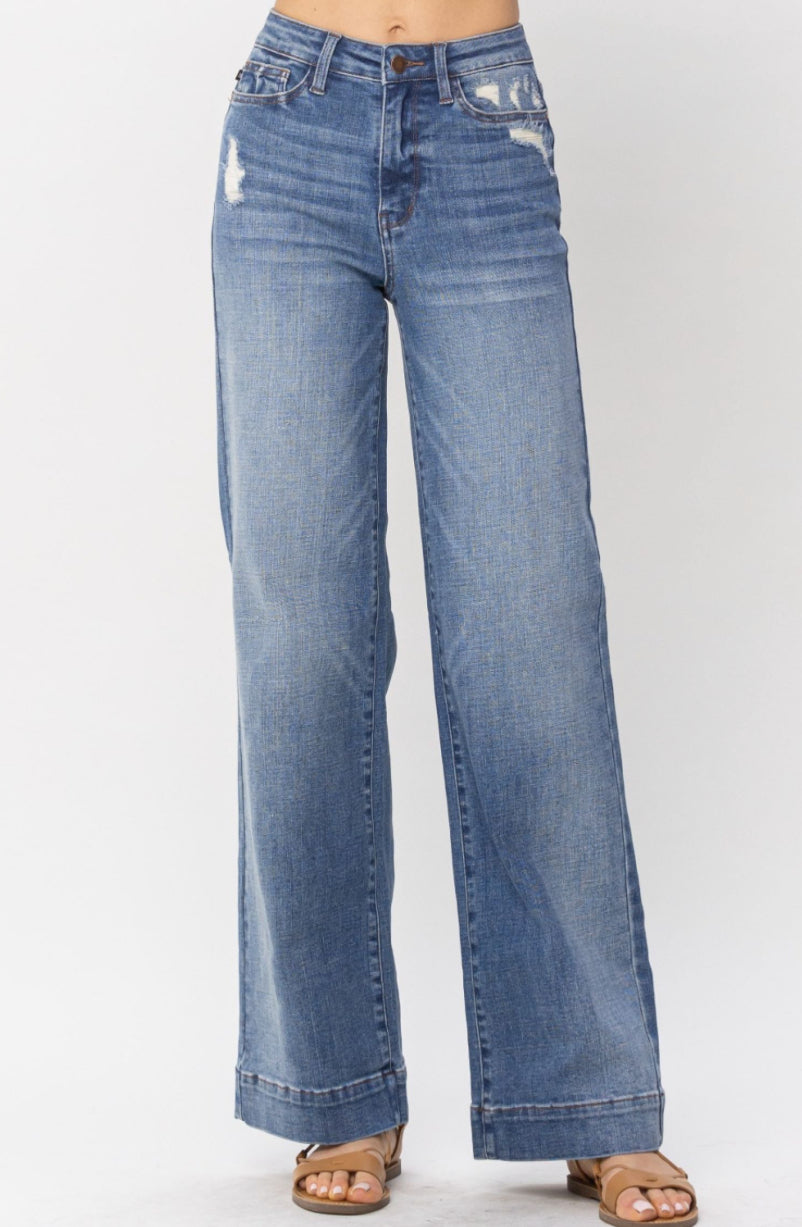 Judy Blue Cowgirl Chaps Wide Leg Jeans