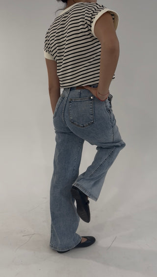 Washed Wanderer High Waist Retro Wide Leg Jean By Judy Blue