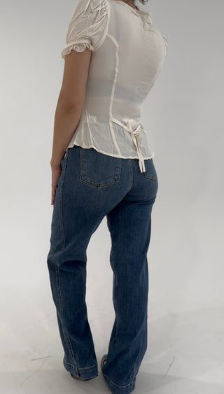 Garden Grace Button Top - White