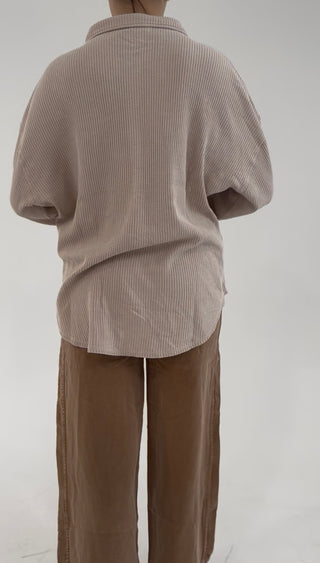 Midnight Waffle Knit Shacket - Beige