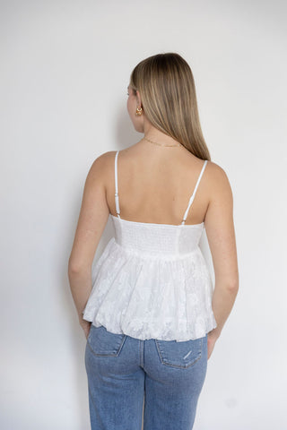 Cottonwood Bubble Hem Lace Tank Top