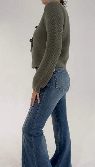 Olive Whisper Tie Cardigan
