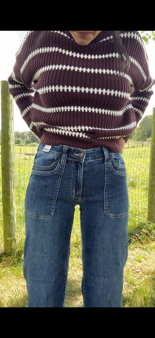Indigo Edge Mid Rise 90s Straight Front Patch Jean By Judy Blue