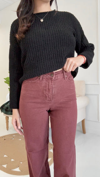 Cranberry Bliss Retro Wide Jeans By Judy Blue