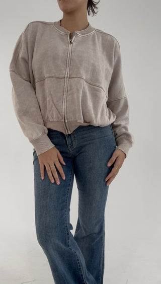 Off Duty Zip-Up Jacket - Beige