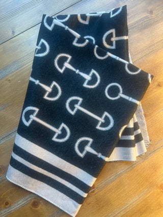 Equestrian Snaffle Bit Horse Design Wool Blend Scarf Wrap