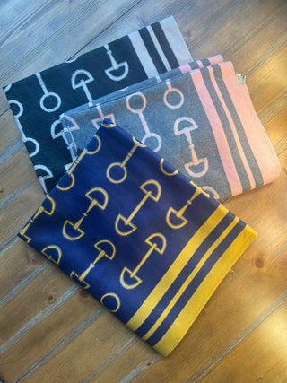 Equestrian Snaffle Bit Horse Design Wool Blend Scarf Wrap