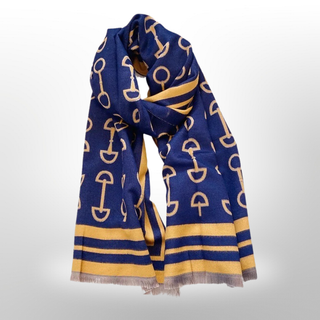 Equestrian Snaffle Bit Horse Design Wool Blend Scarf Wrap