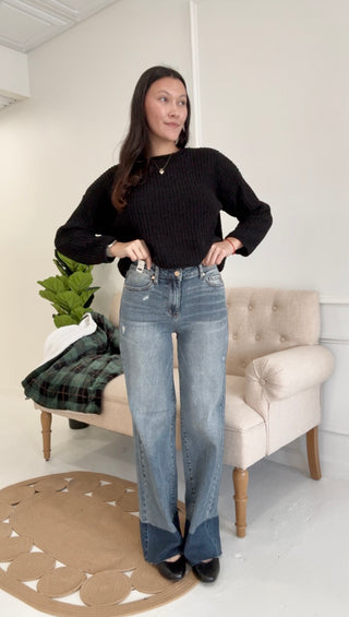 Winter Ridge Two-Tone Column Straight Jeans by Judy Blue