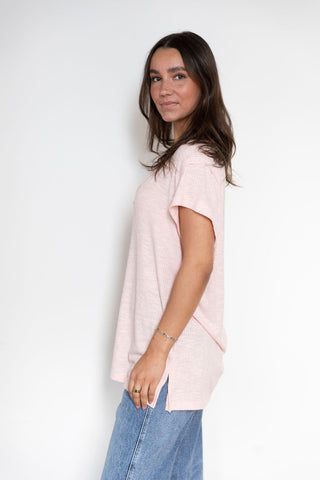 Fillies & Fields Blush Oversize Ribbed Basic V Neck