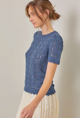 Sequoia Crochet Sweater - Dusty Blue