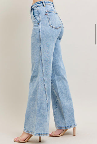 Washed Wanderer High Waist Retro Wide Leg Jean By Judy Blue