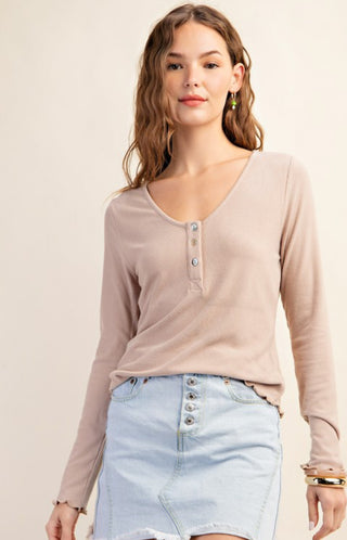 Hollyhock Long Sleeve Henley Top