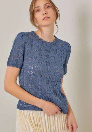 Sequoia Crochet Sweater - Dusty Blue