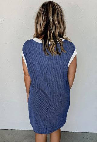 Blue Sails Ribbed T-Shirt Dress