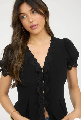 Garden Grace Button Top - Black
