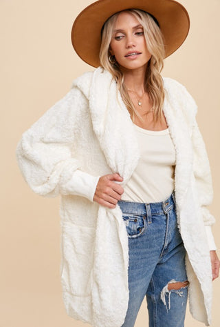 Book Lovers Sherpa Hoodie Cardigan