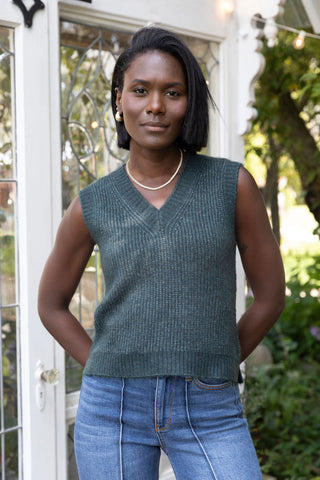 forest green sweater vest gentle fawn