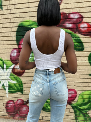 I Cant Say No Lace V Neck Crop