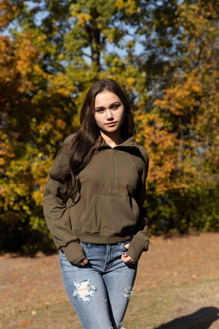 In the Wooded Acres Crop Quarter Zip Pullover
