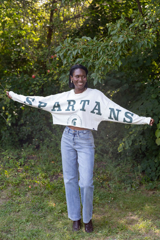 Michigan State Spartans Crop top long sleeve split crop