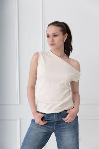 Pretty Girl Knit Rib One Shoulder Tank