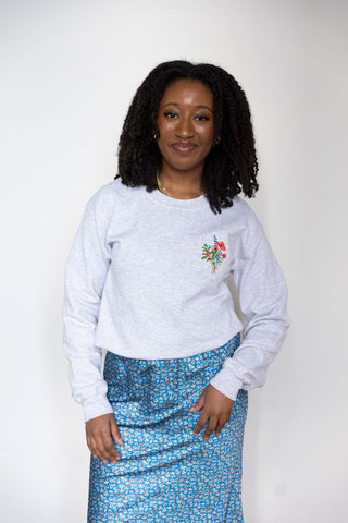 Wildflower Bouquet Embroidered Crewneck Sweatshirt