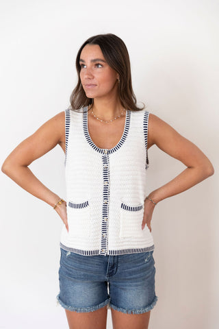 Yachts Button Up Sweater Vest