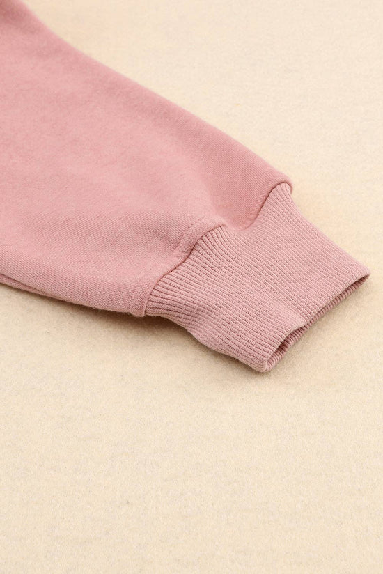 Pink Quarter Zip Kangaroo Pocket Hoodie: Pink