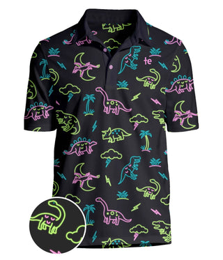 Tipsy Elves- Neon Dinosaur Golf Polo