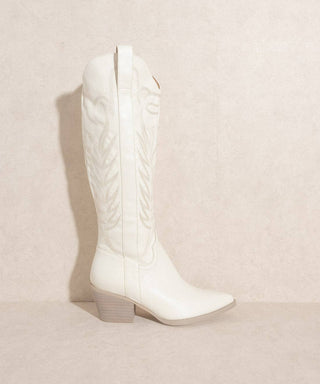 The Samara White - Embroidered Tall Boot