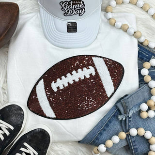 go sports sequin football crewneck sweatshirt white
